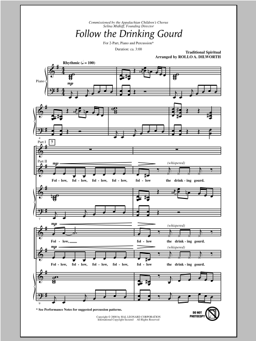 Download Rollo Dilworth Follow The Drinkin' Gourd Sheet Music