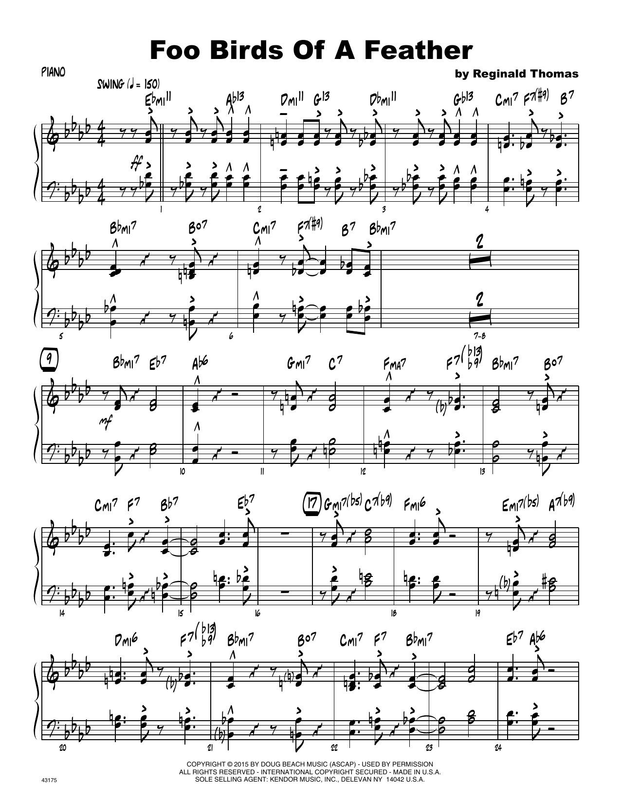 Download Reginald Thomas Foo Birds Of A Feather - Piano Sheet Music