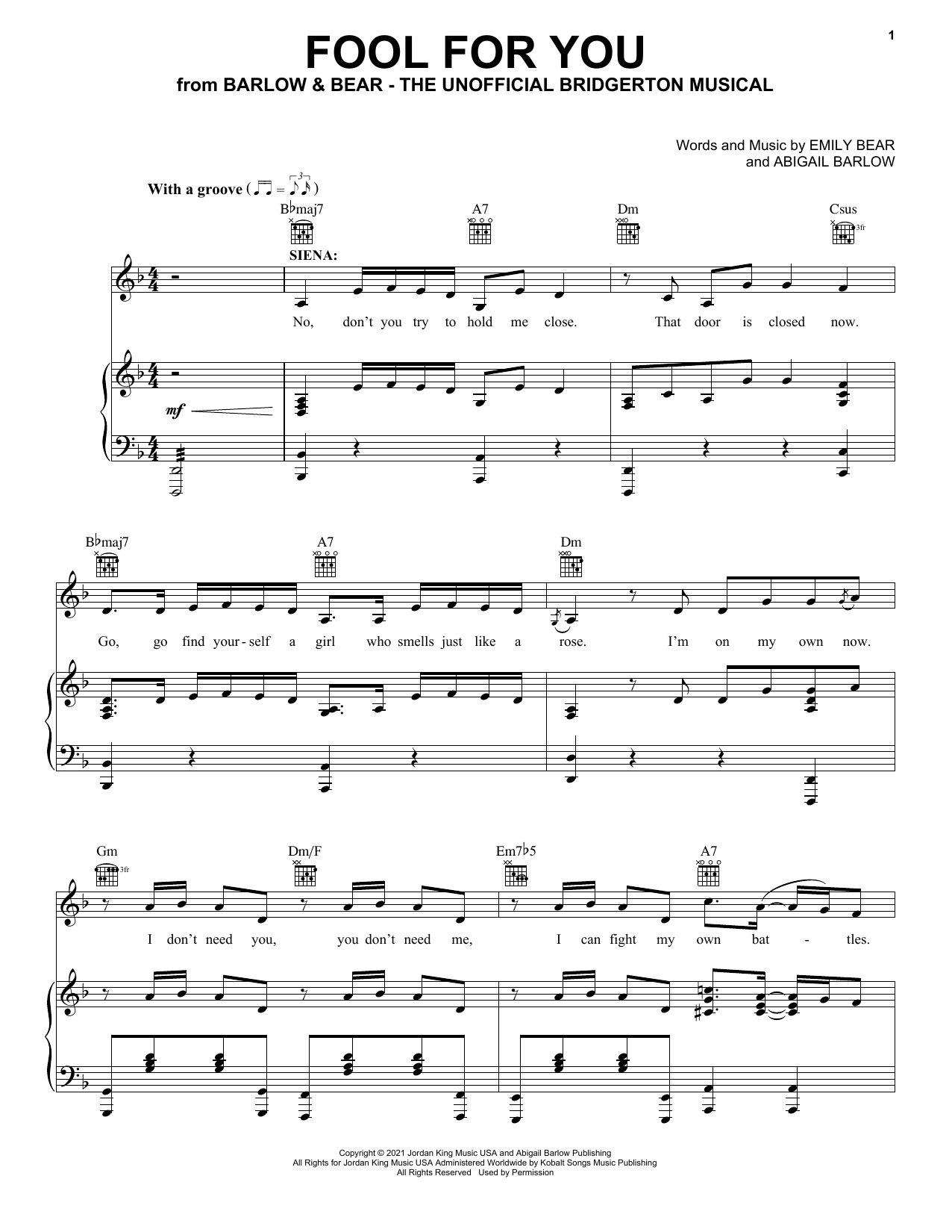 Download Barlow & Bear Fool For You (from The Unofficial Bridg Sheet Music