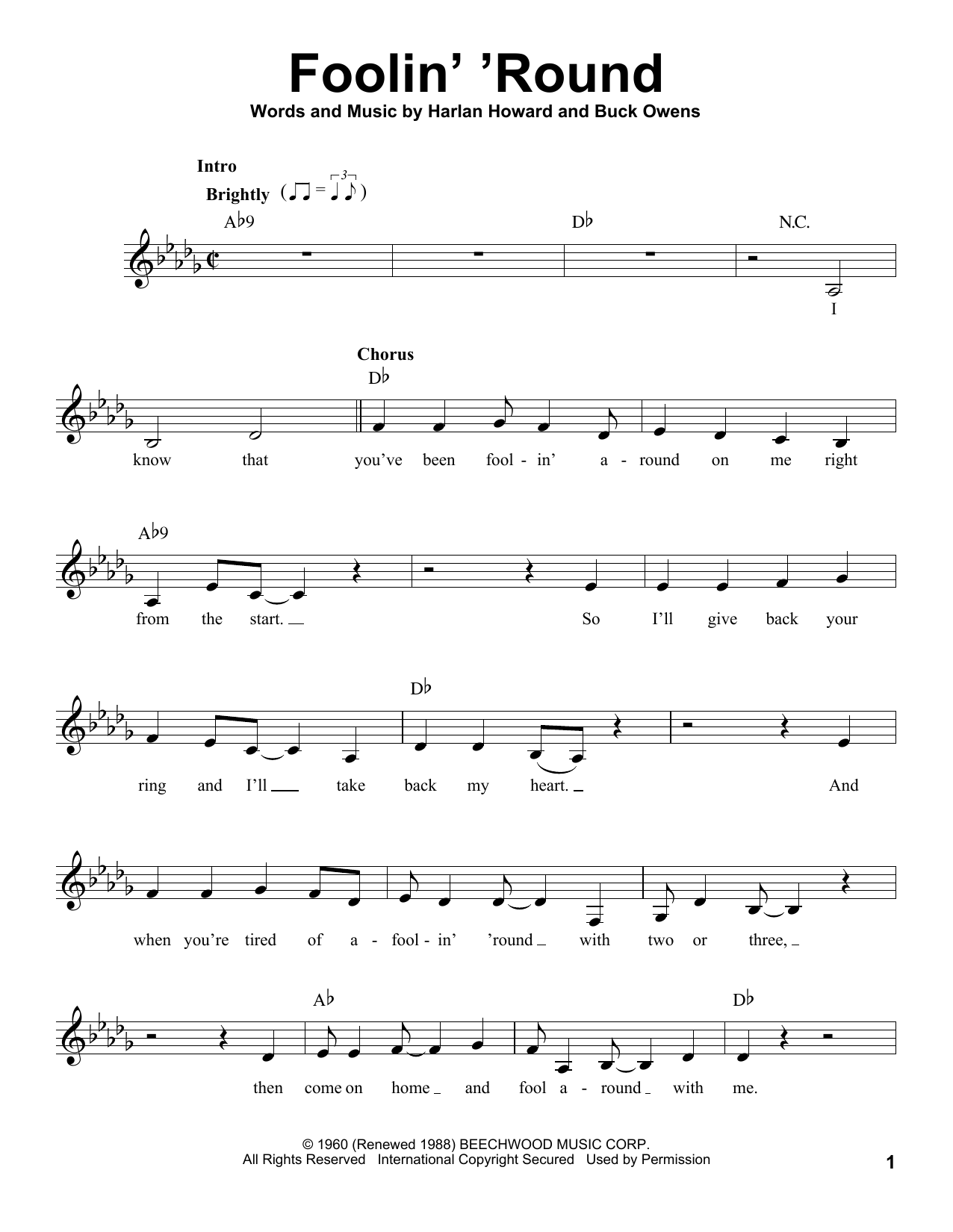 Download Patsy Cline Foolin' 'Round Sheet Music