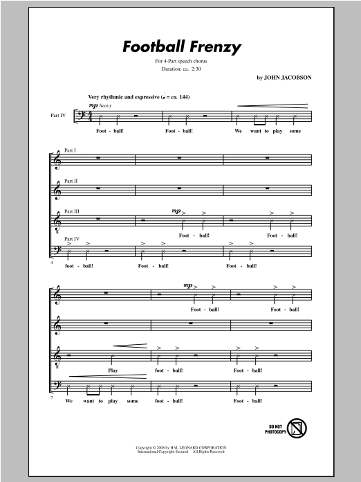 John Jacobson Football Frenzy sheet music notes printable PDF score