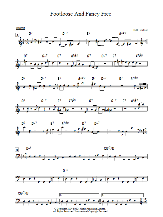 Download Bill Bruford Footloose And Fancy Free Sheet Music