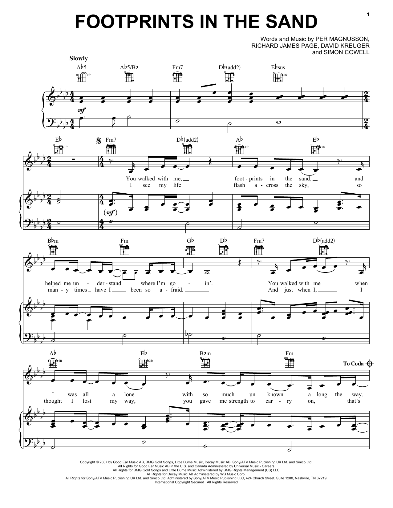 Download Leona Lewis Footprints In The Sand Sheet Music