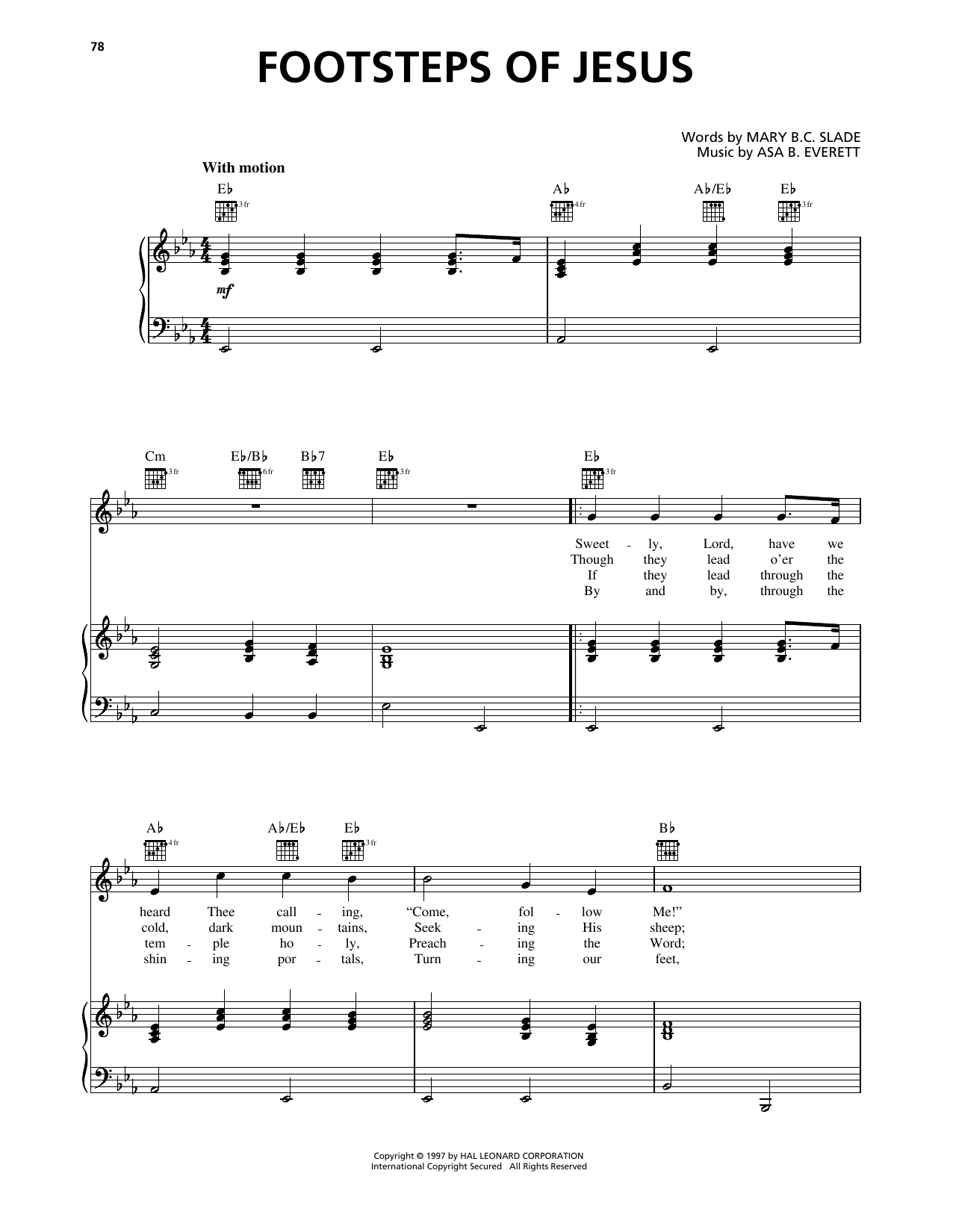 Asa B. Everett Footsteps Of Jesus sheet music notes printable PDF score