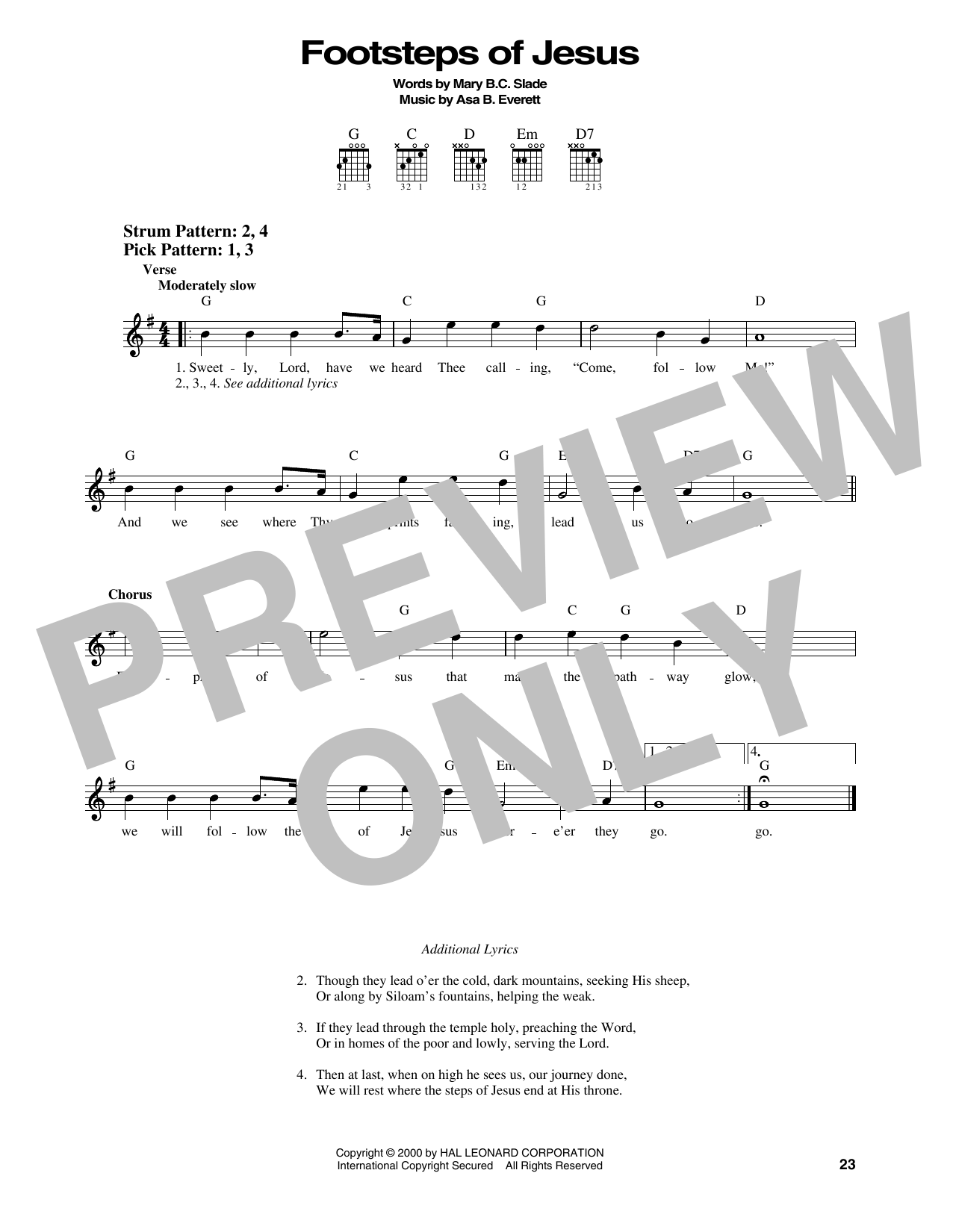 Mary B.C. Slade Footsteps Of Jesus sheet music notes printable PDF score