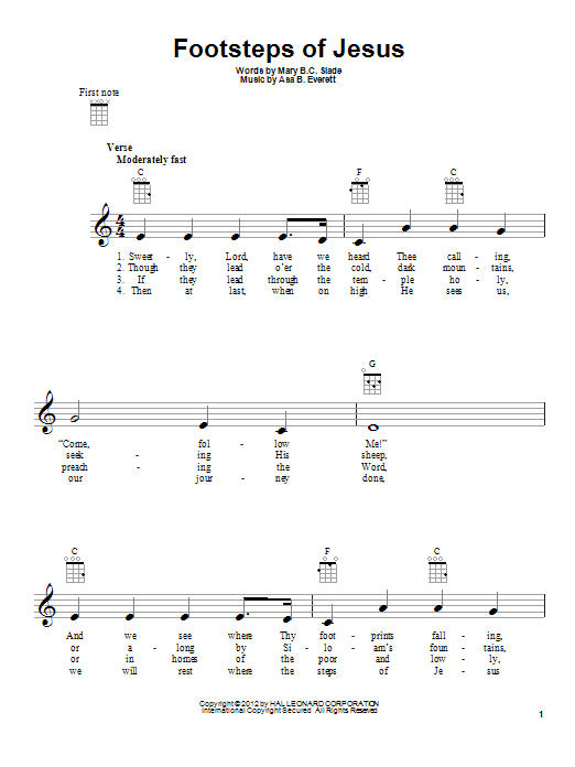 Download Mary B.C. Slade Footsteps Of Jesus Sheet Music