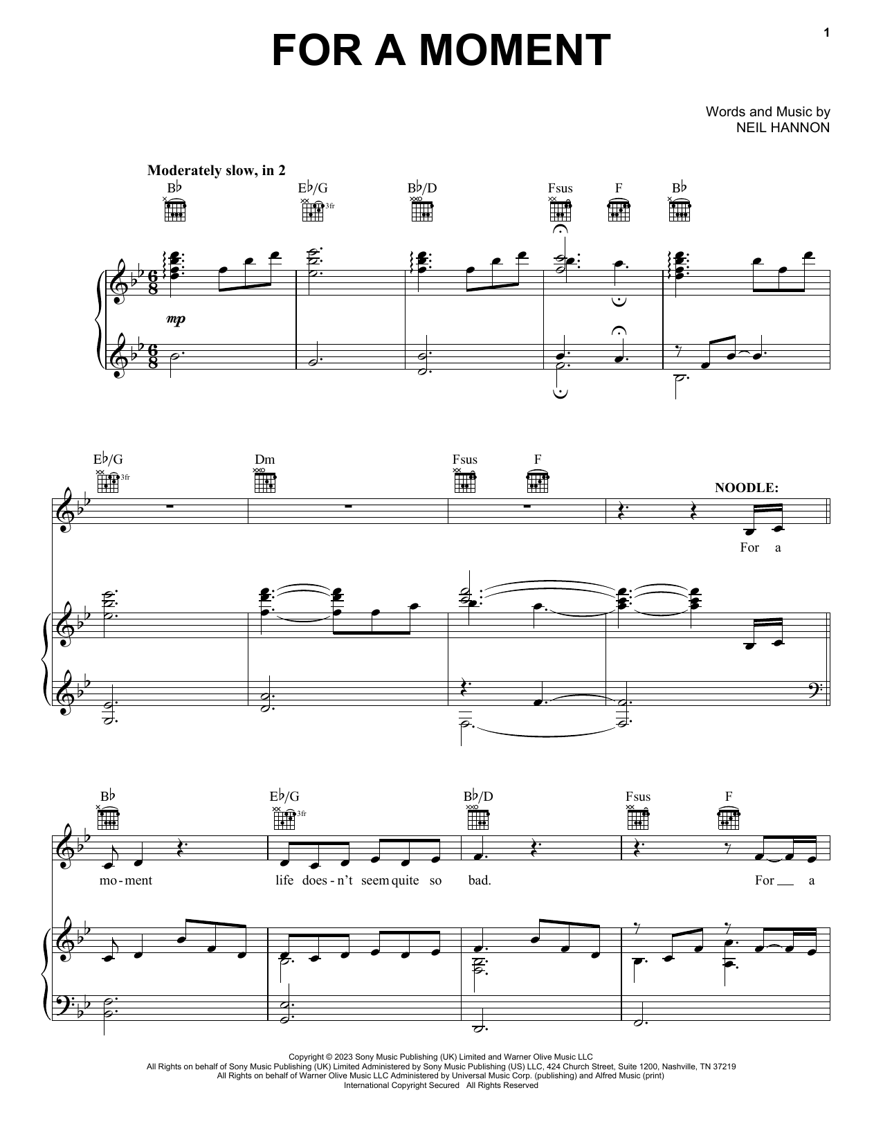 Calah Lane & Timothée Chalamet For A Moment (from Wonka) sheet music notes printable PDF score