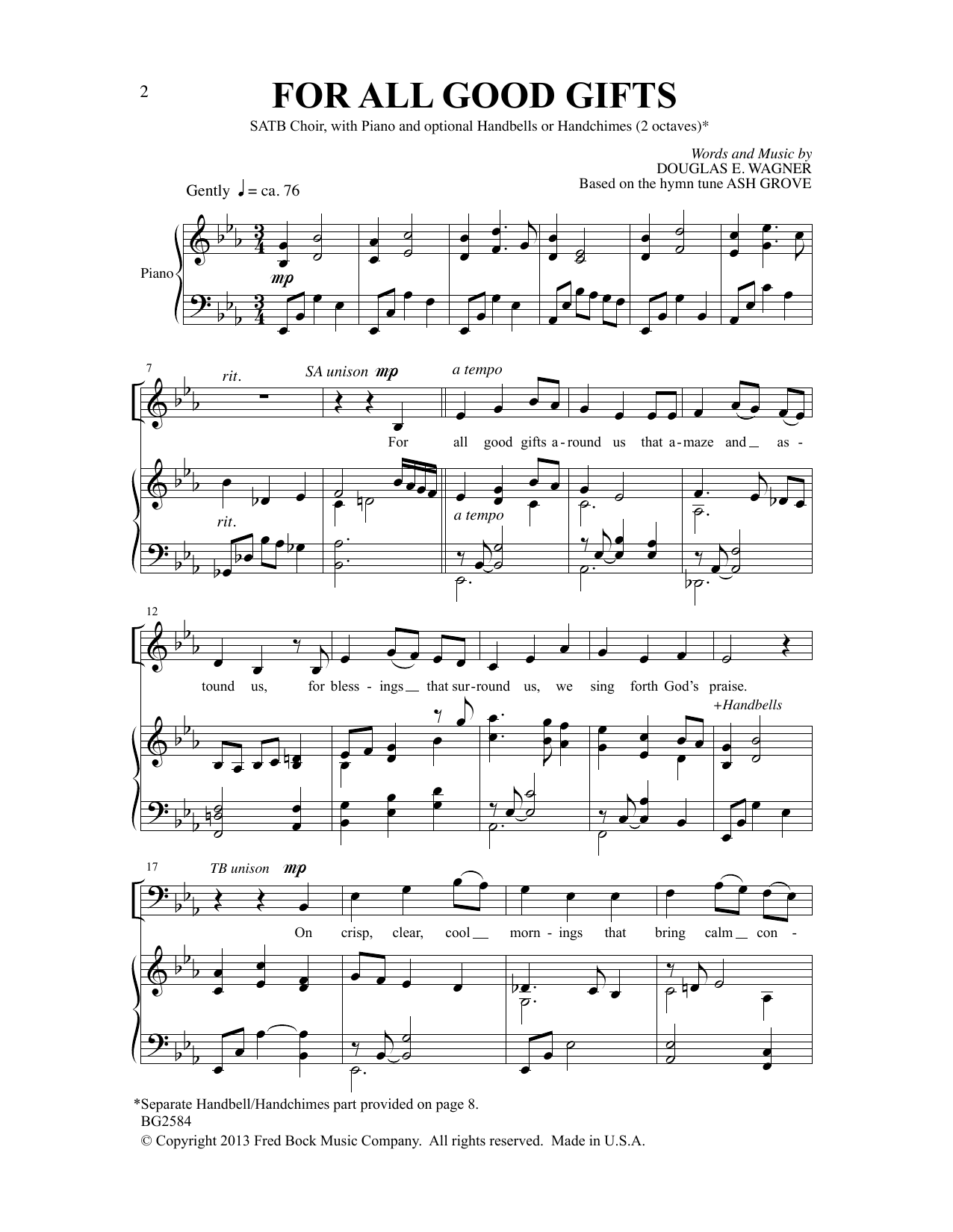 Download Douglas E. Wagner For All Good Gifts Sheet Music