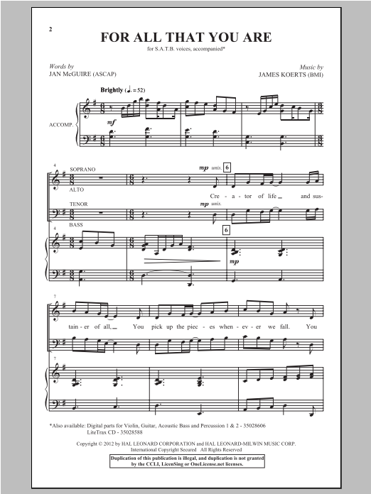 Download James Koerts For All That You Are Sheet Music