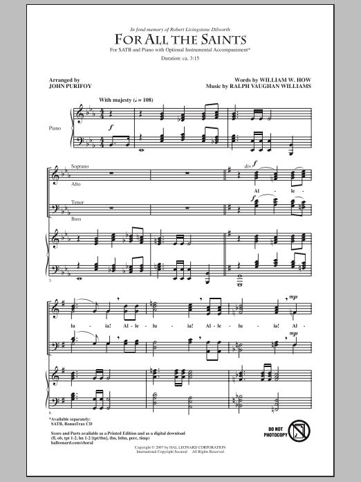 Download John Purifoy For All The Saints Sheet Music