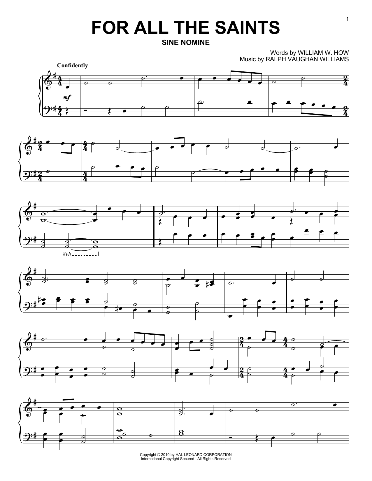 Download Ralph Vaughan Williams For All The Saints Sheet Music