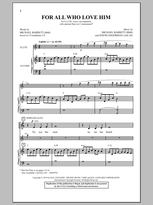 Download Michael Barrett and David Angerman For All Who Love Him Sheet Music