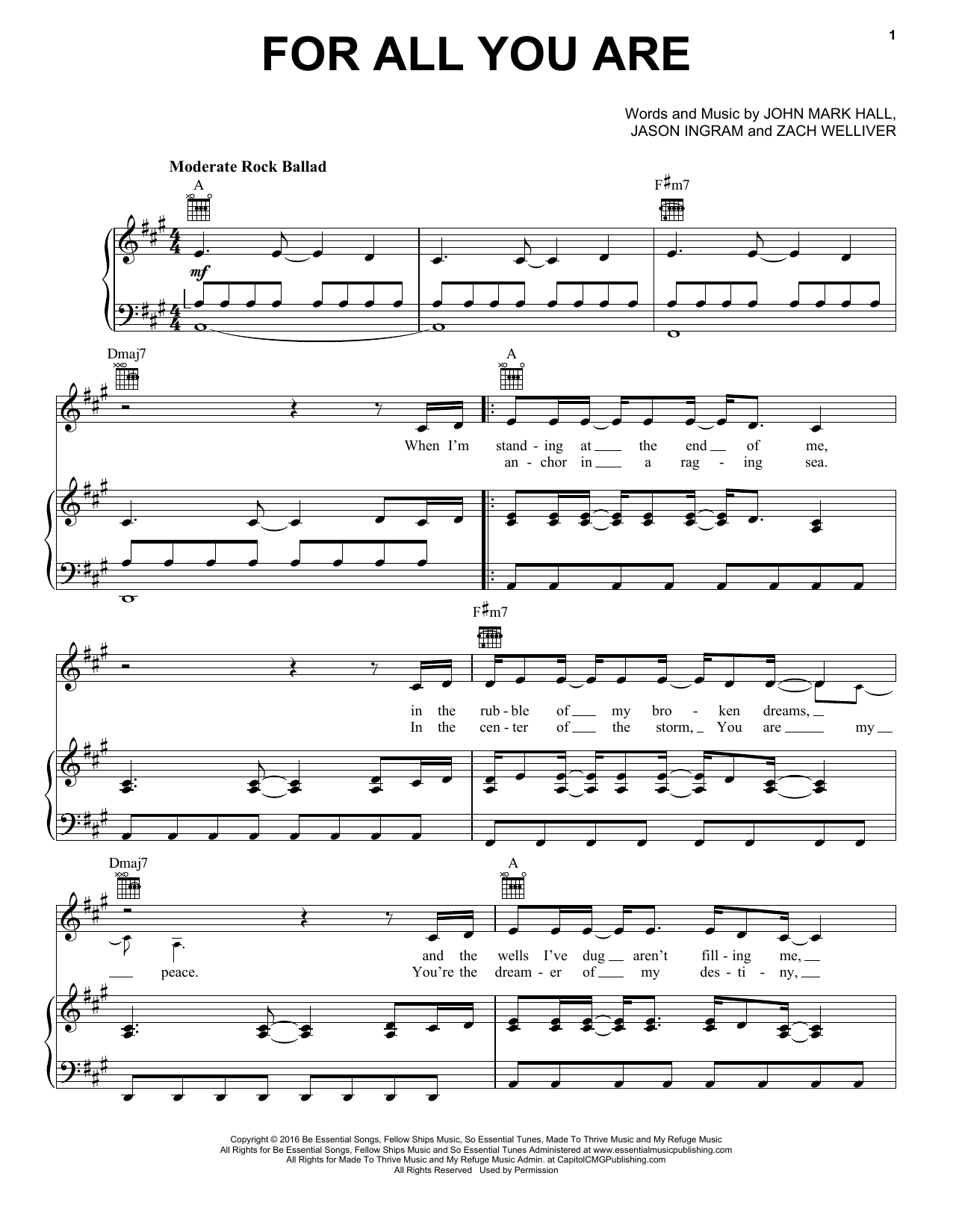 Download Casting Crowns For All You Are Sheet Music