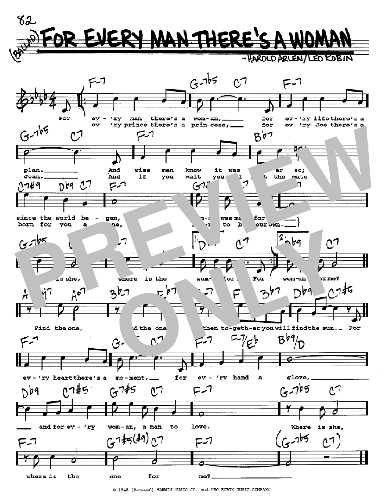 Download Harold Arlen For Every Man There's A Woman Sheet Music