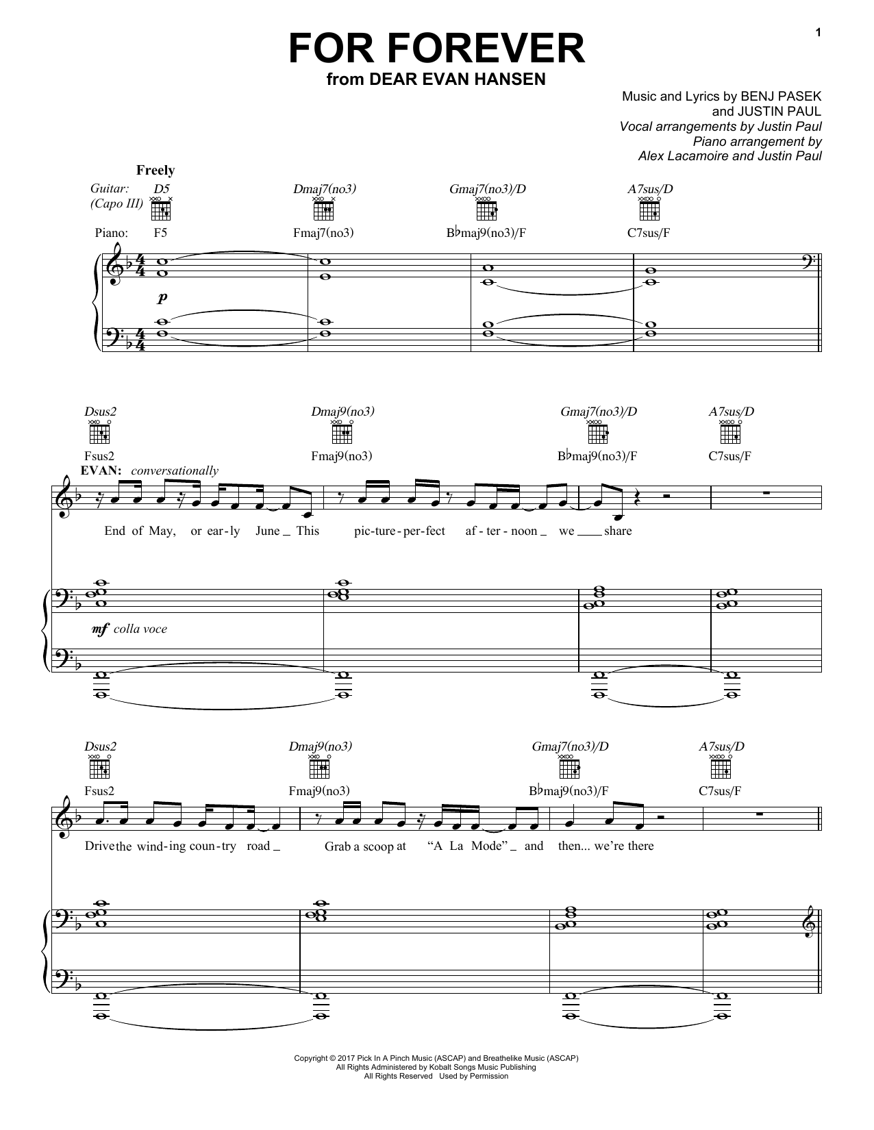 Download Pasek & Paul For Forever (from Dear Evan Hansen) Sheet Music