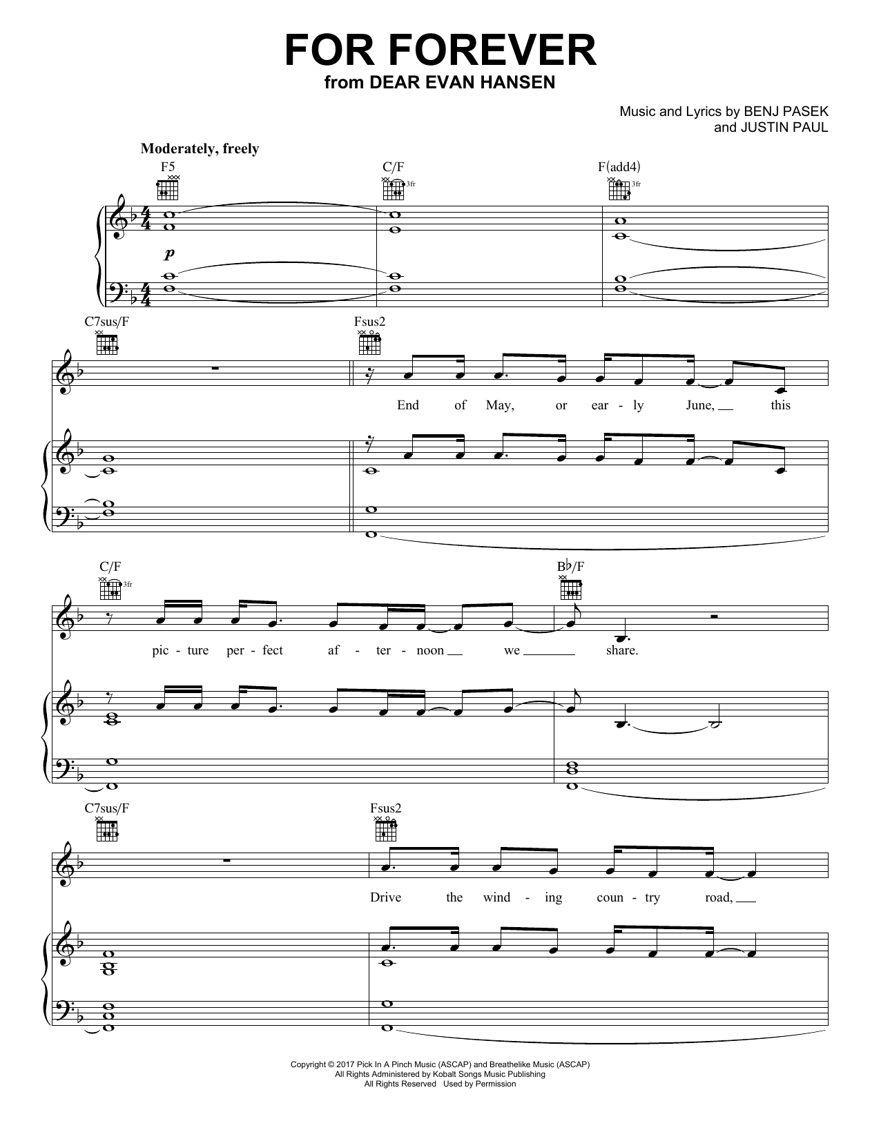Download Pasek & Paul For Forever (from Dear Evan Hansen) Sheet Music