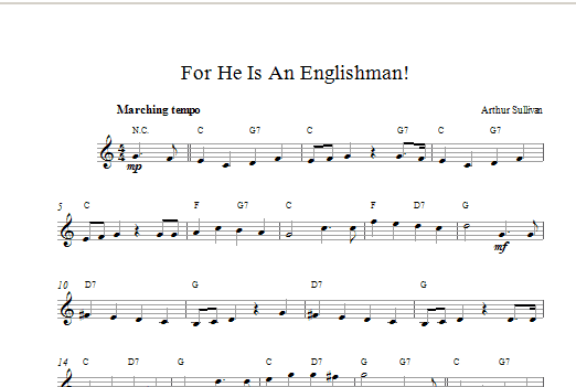 Download Arthur Seymour Sullivan For He Is An Englishman Sheet Music