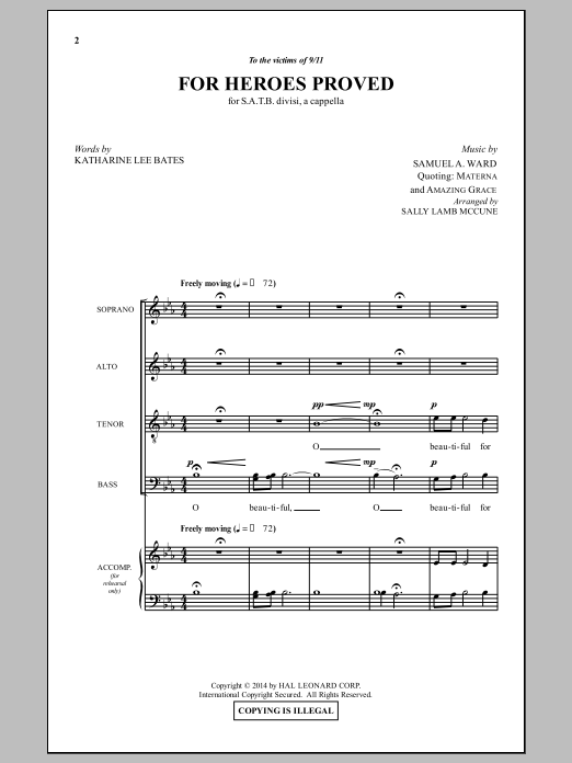 Download Sally Lamb McCune For Heroes Proved Sheet Music