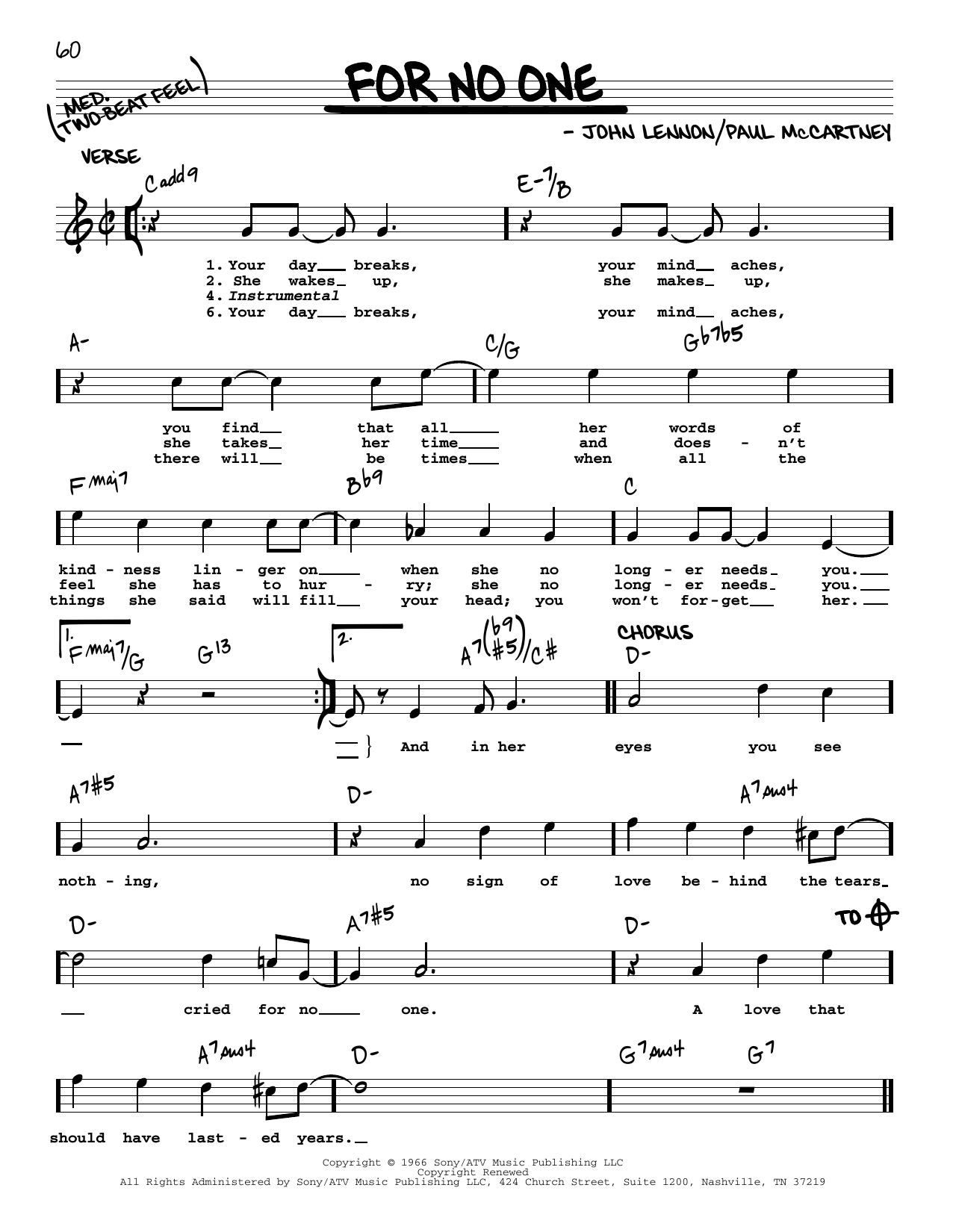 Download The Beatles For No One [Jazz version] Sheet Music