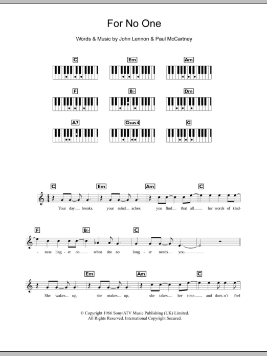 Download The Beatles For No One Sheet Music