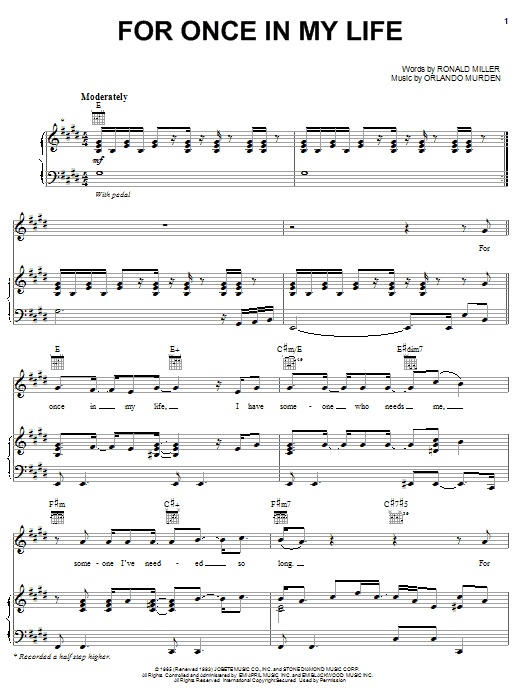 Download Michael McDonald For Once In My Life Sheet Music