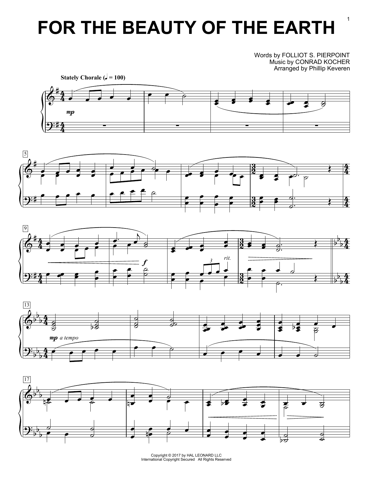 Download Phillip Keveren For The Beauty Of The Earth Sheet Music