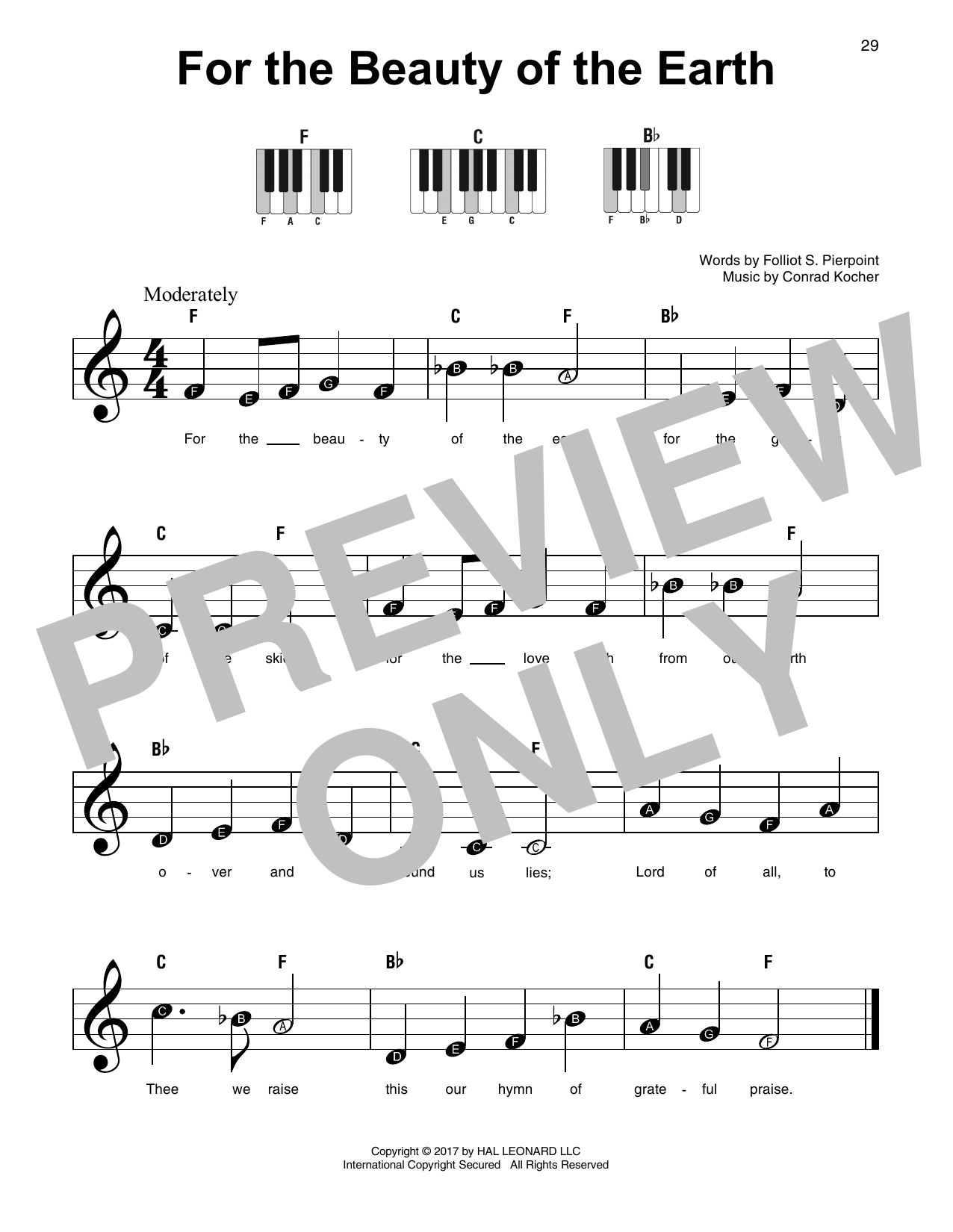 Download Conrad Kocher For The Beauty Of The Earth Sheet Music