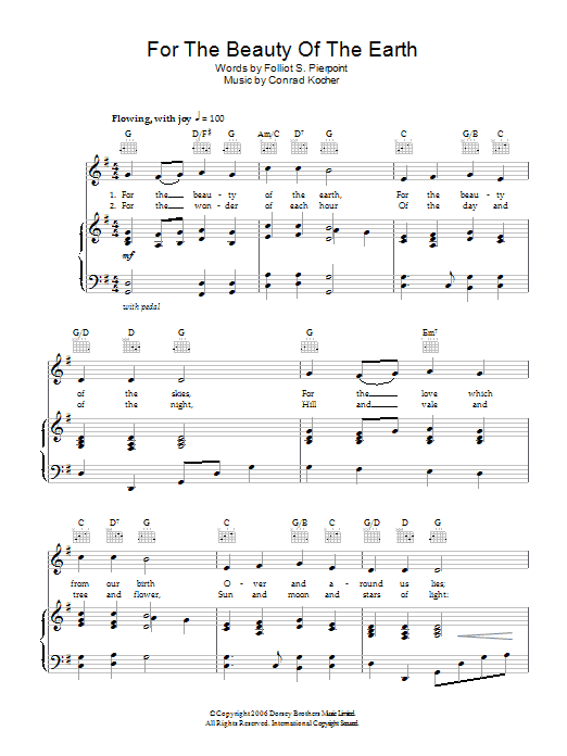 Download Traditional For The Beauty Of The Earth Sheet Music