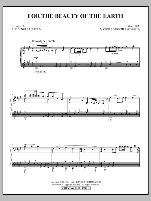 Download Folliot S. Pierpoint For The Beauty Of The Earth Sheet Music