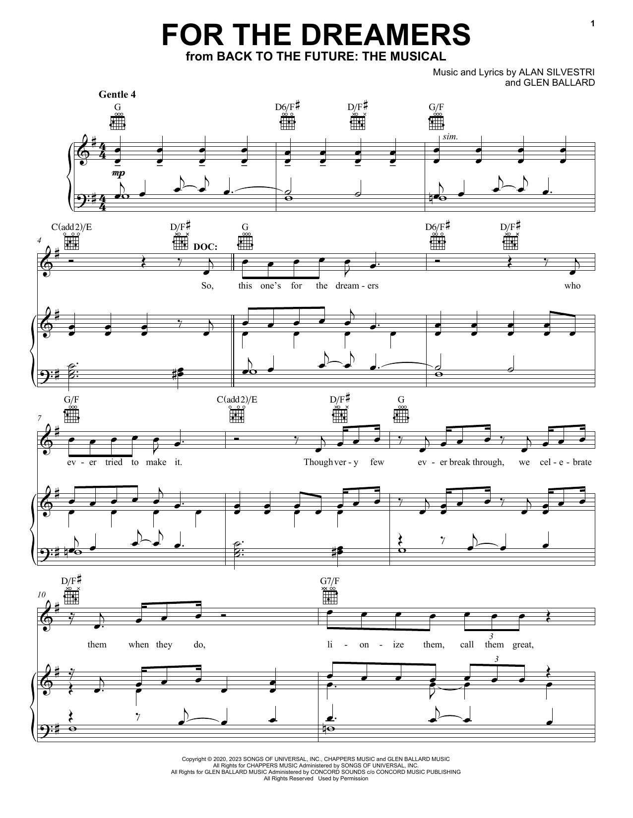 Download Glen Ballard and Alan Silvestri For The Dreamers (from Back To The Futu Sheet Music