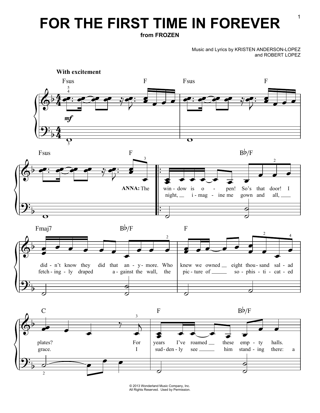 Download Kristen Bell & Idina Menzel For The First Time In Forever (from Dis Sheet Music