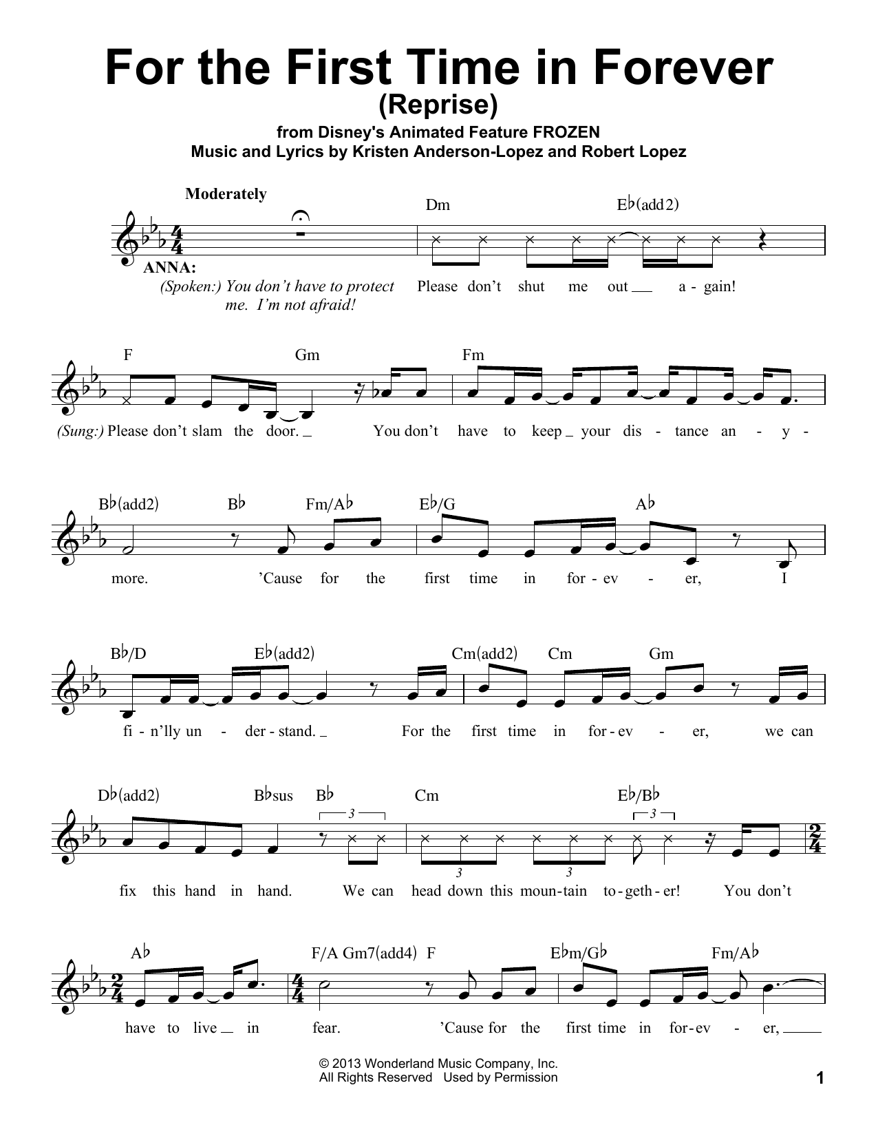 Download Kristen Bell & Idina Menzel For The First Time In Forever (Reprise) Sheet Music