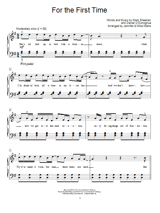 Download The Script For The First Time Sheet Music