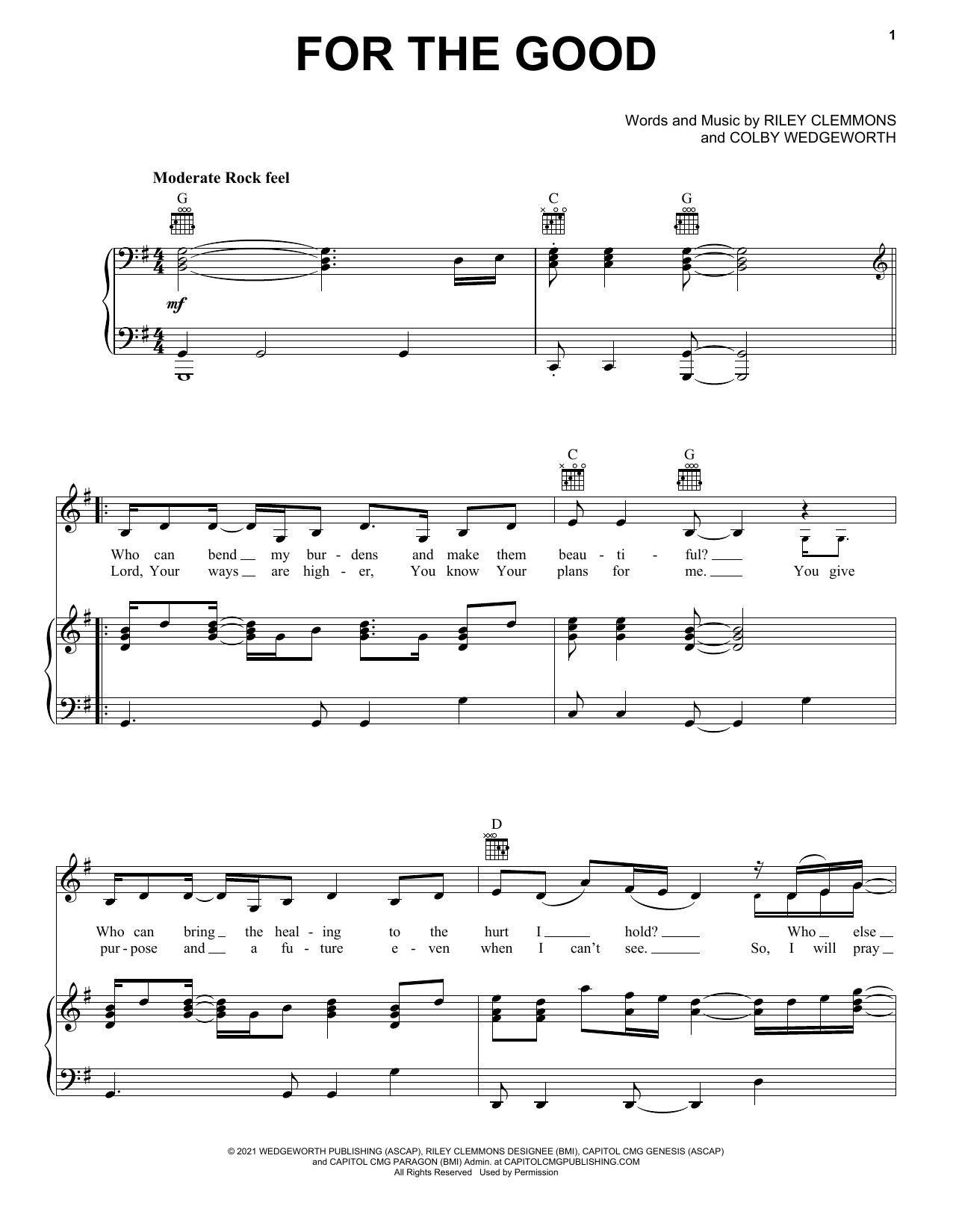 Download Riley Clemmons For The Good Sheet Music