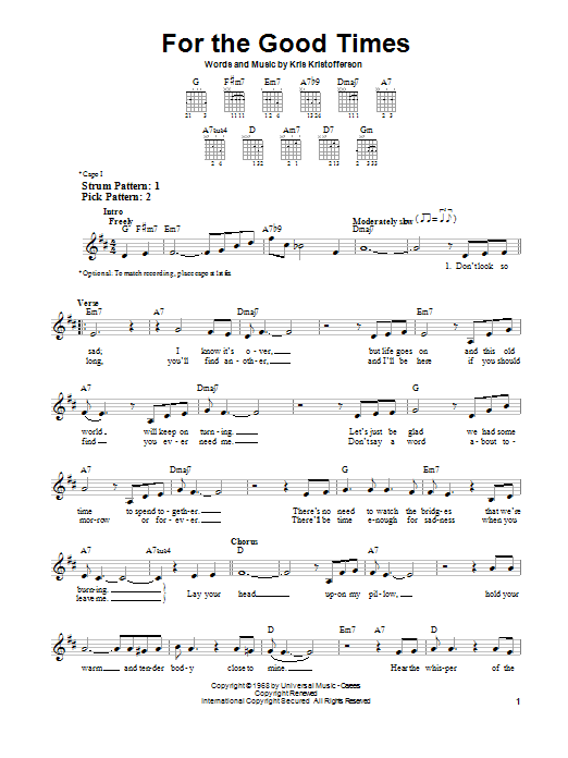 Download Ray Price For The Good Times Sheet Music