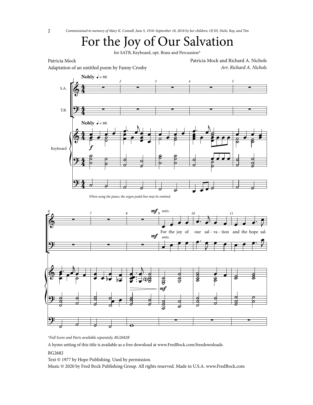 Download Richard A. Nichols For The Joy Of Our Salvation Sheet Music