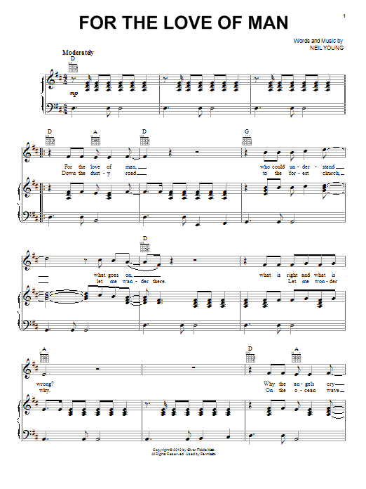 Download Neil Young For The Love Of Man Sheet Music