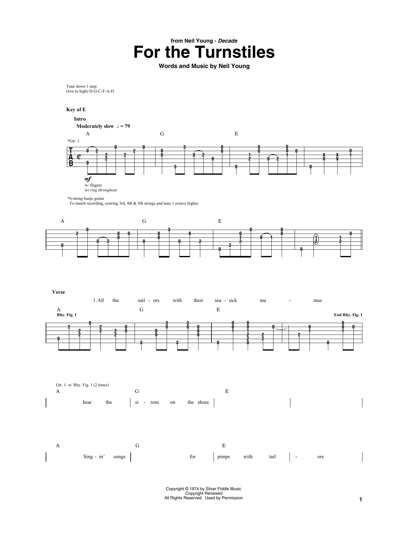 Download Neil Young For The Turnstiles Sheet Music