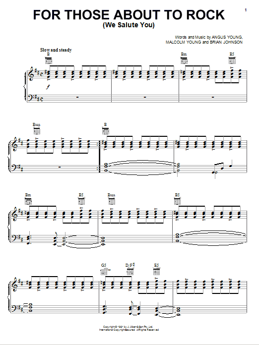 Download AC/DC For Those About To Rock (We Salute You) Sheet Music