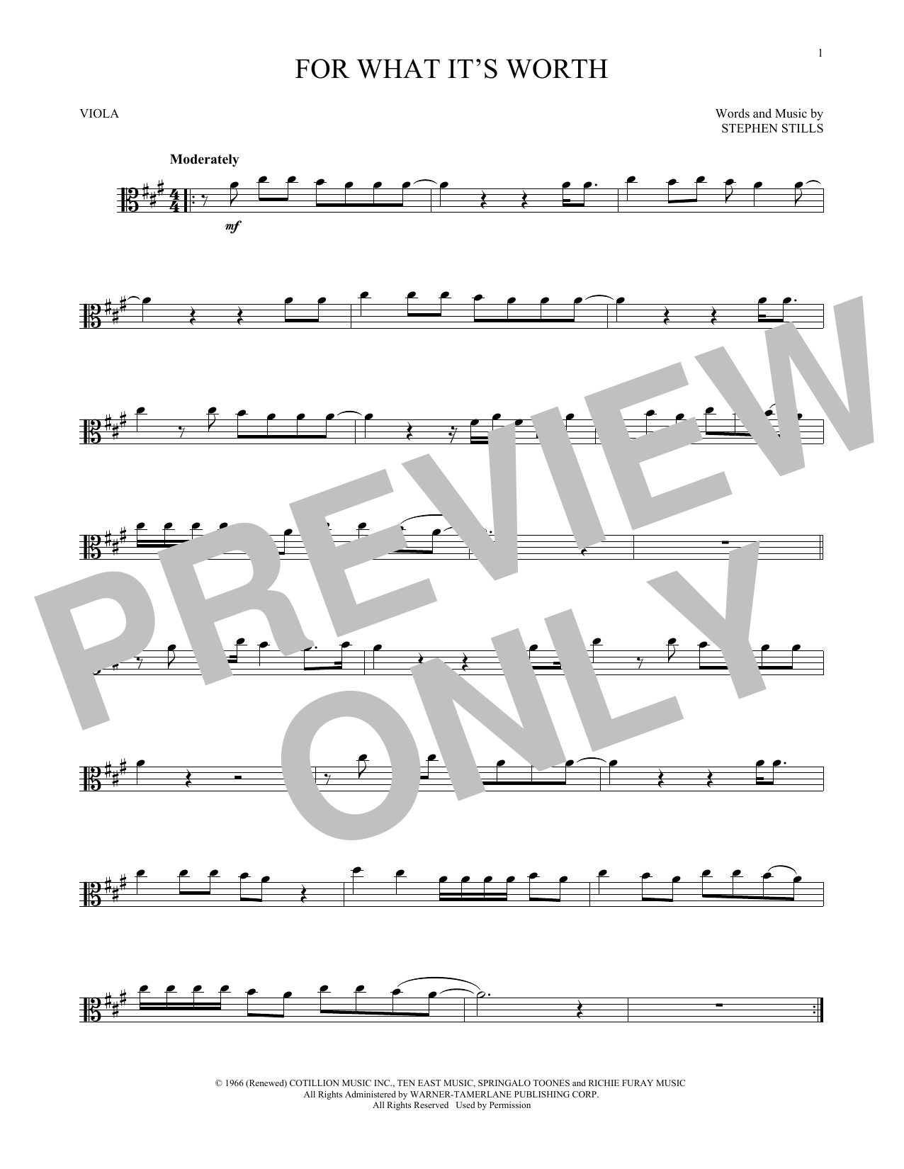 Download Buffalo Springfield For What It's Worth Sheet Music