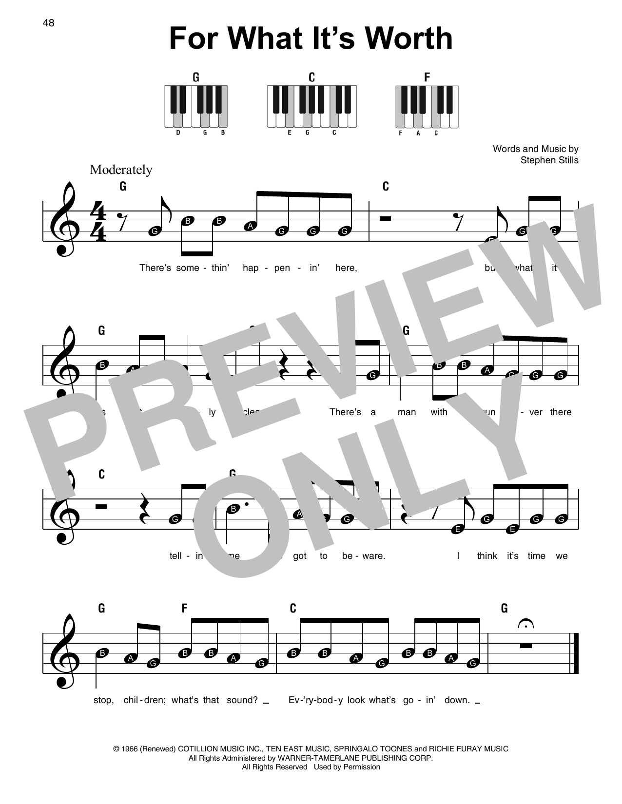 Download Buffalo Springfield For What It's Worth Sheet Music