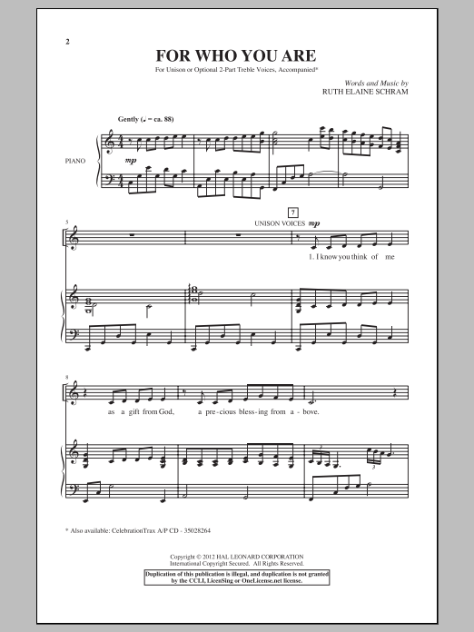 Download Ruth Elaine Schram For Who You Are Sheet Music