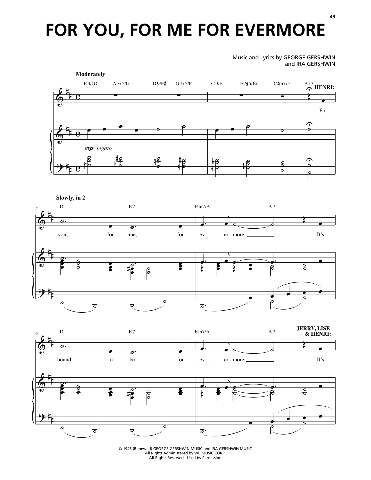 Download George Gershwin & Ira Gershwin For You, For Me For Evermore (from An A Sheet Music