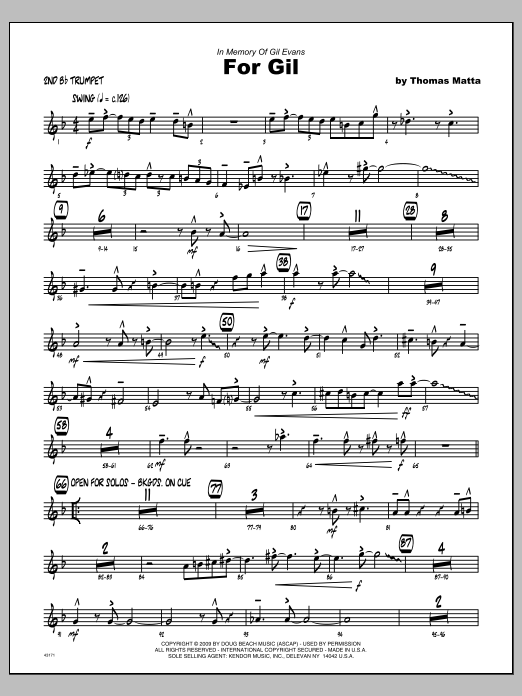 Download Tom Matta For Gil - 2nd Bb Trumpet Sheet Music