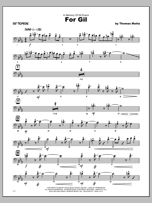 Download Tom Matta For Gil - 2nd Trombone Sheet Music