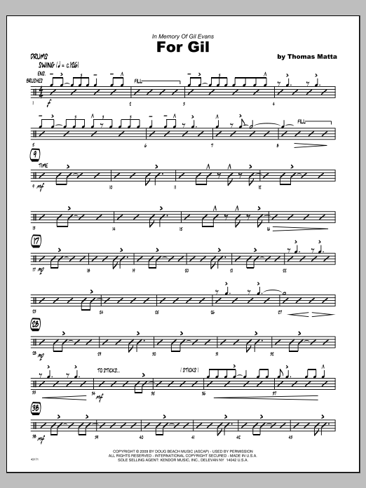 Download Tom Matta For Gil - Drums Sheet Music