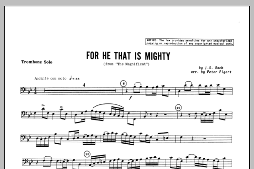 Download Figert For He That Is Mighty - Trombone Sheet Music