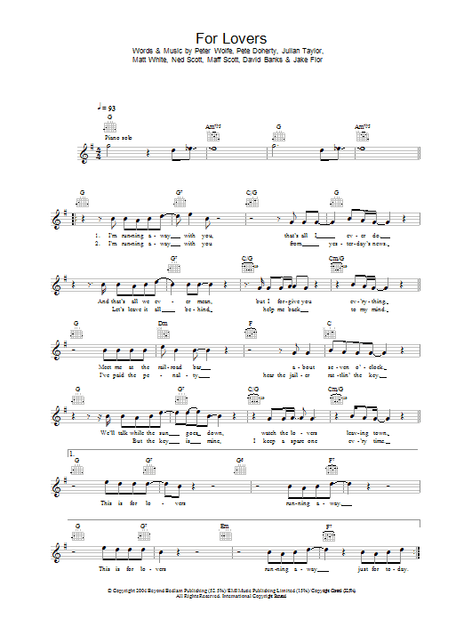 Wolfman For Lovers (feat. Pete Doherty) sheet music notes printable PDF score