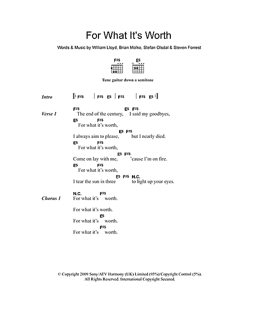 Download Placebo For What It's Worth Sheet Music