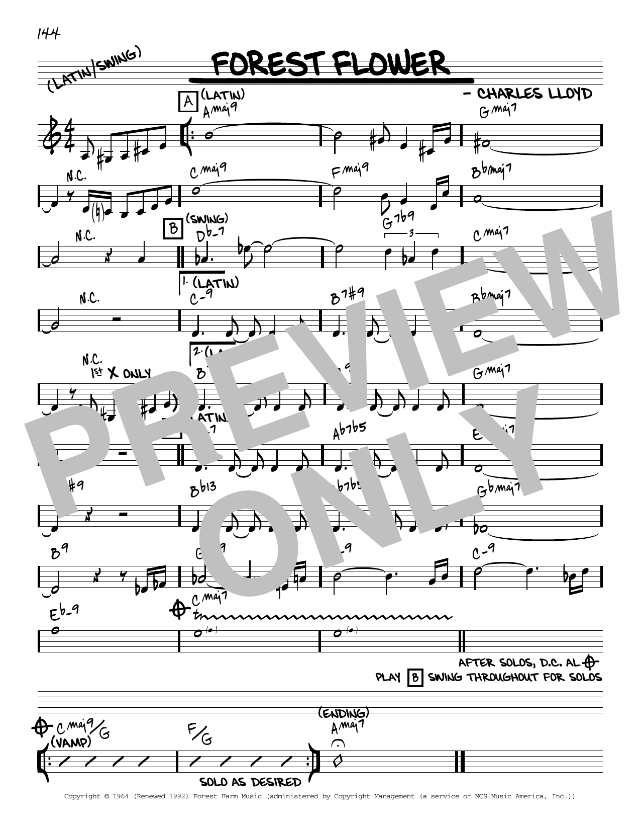 Download Charles Lloyd Forest Flower [Reharmonized version] (a Sheet Music